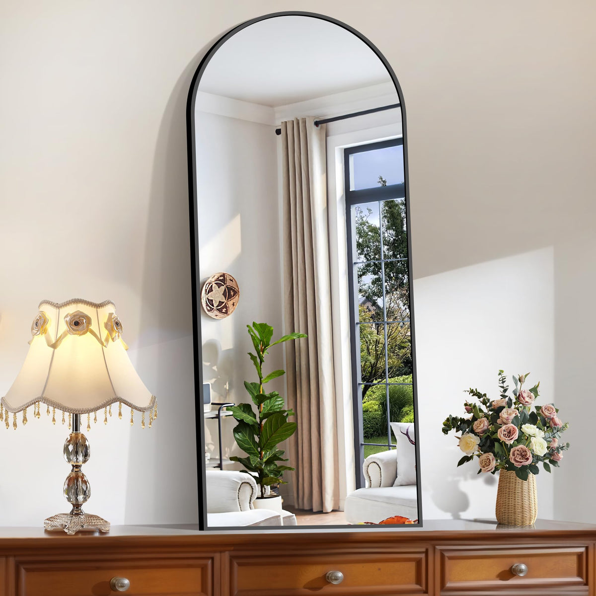 CIRCUMI Arched Wall Mirror, 36"x48" Black Arched Mirror for Bathroom