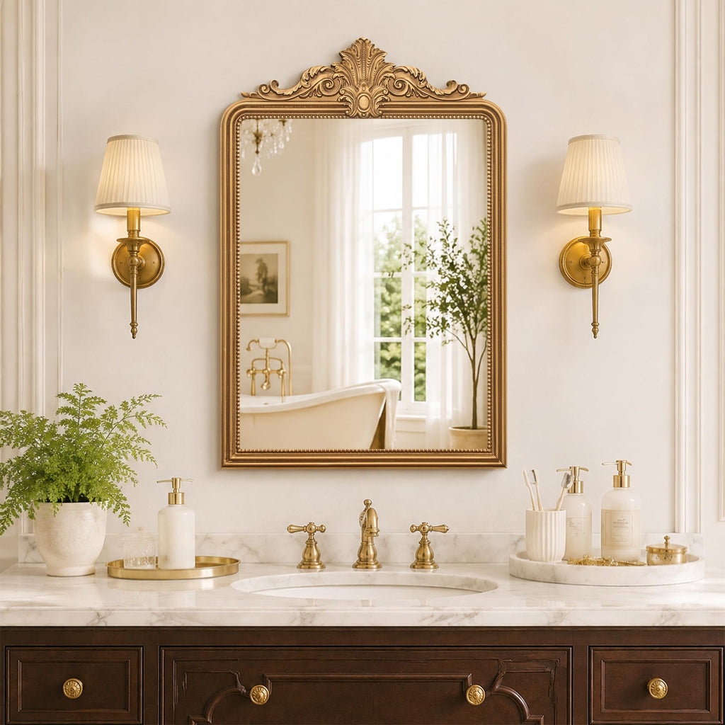 Besdomus Vintage Full Length Mirror: 21"x55" Gold Standing Arched Mirrors