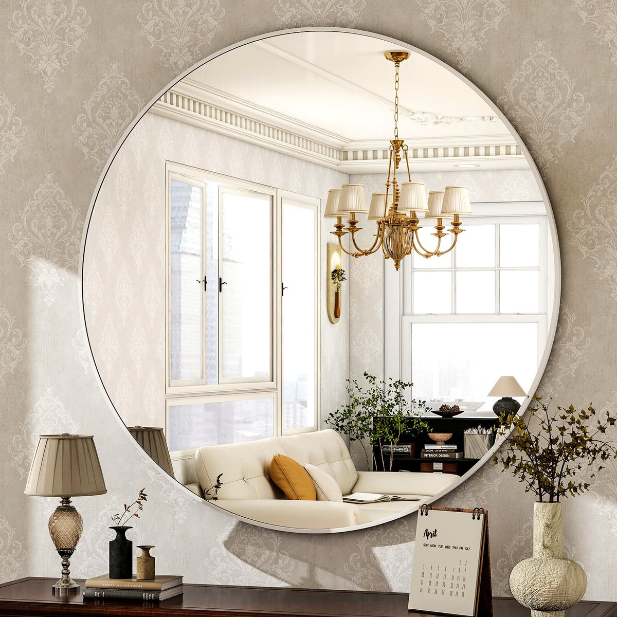 HARRITPURE Round Mirror 30 Black Wall Mounted Circle Mirrors
