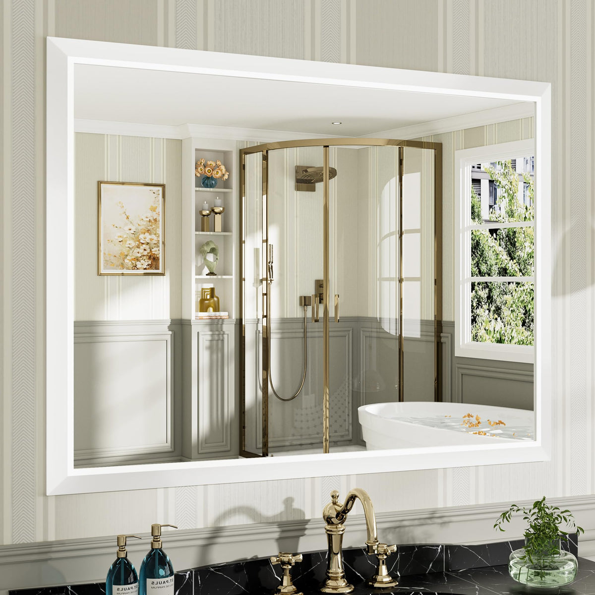 Briivue Black Metal Framed Bathroom Wall Mirror, 40x30 Inch