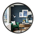WallBeyond Wood Round Mirror with Wood Frame 24 inch Circle Wall Mirror for Bathroom Round Wall Mirror for Wall Decor, Vanity, Entryway Living Room (Walnut)