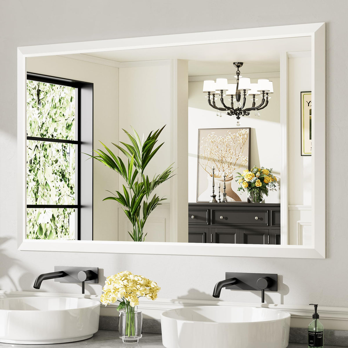 Briivue Black Metal Framed Bathroom Wall Mirror, 40x30 Inch