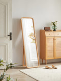 KEIKI Freestanding Floor Mirror with Stand, 2-in-1 Wall Mounted Dressing Mirror, Full Length Body Mirror for Bedroom Living Room, Walnut