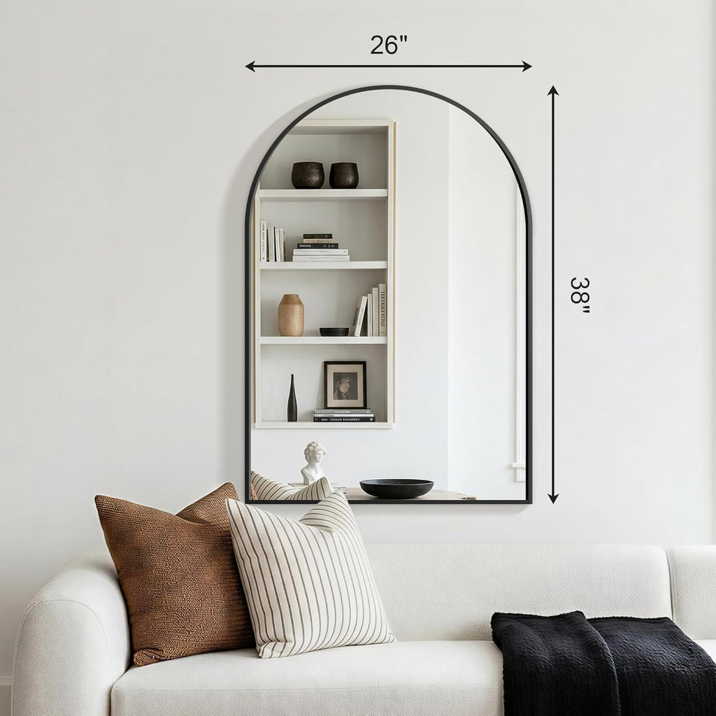 FGU Arched Bathroom Mirror for Over Sink 2 Pack 38"x26" Black Vanity Mirror