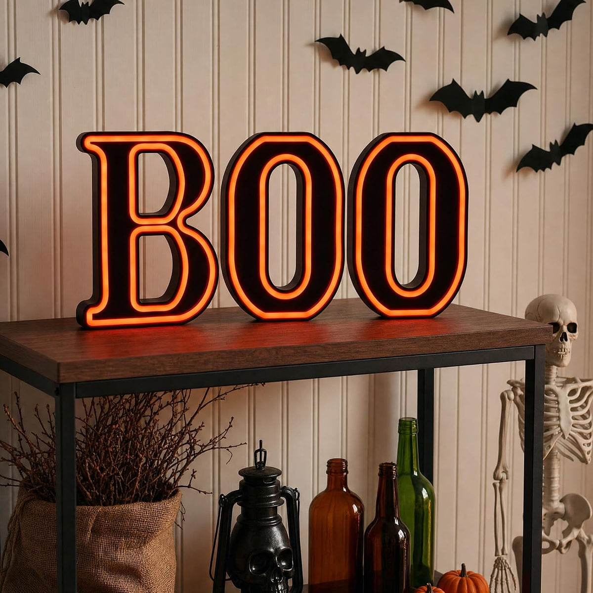 Halloween Decorations– BOO Light Up Sign for Halloween Decor Indoor
