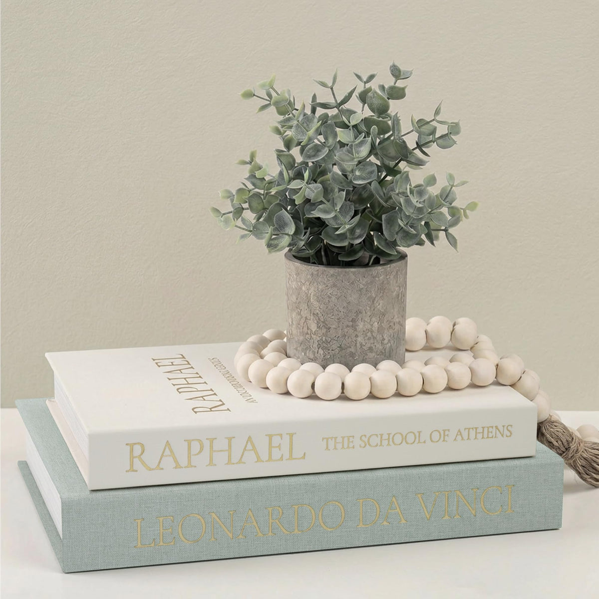Decorative Books for Home Decor - Stackable Faux Book Box for Coffee Table Styling & Hidden Storage - Neutral Linen Fake Books as Display Riser for Shelf & Entryway (Set of 2, Van Gogh Art)