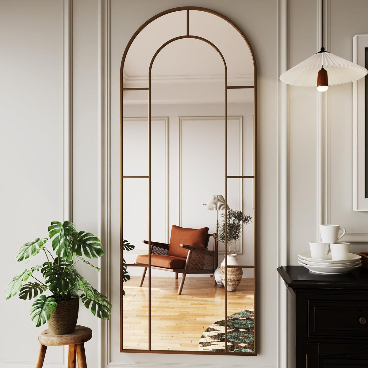 AUYHM Nano Glass Oversized Mirror Full Length 28"x71",Arched Floor Mirror,Vintage Floor Mirrors, Window Mirrors,Standing Full Length Mirror (Antique)
