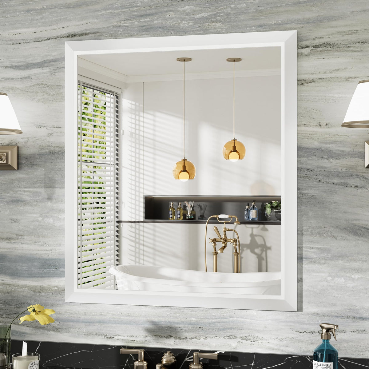 Briivue Black Metal Framed Bathroom Wall Mirror, 40x30 Inch
