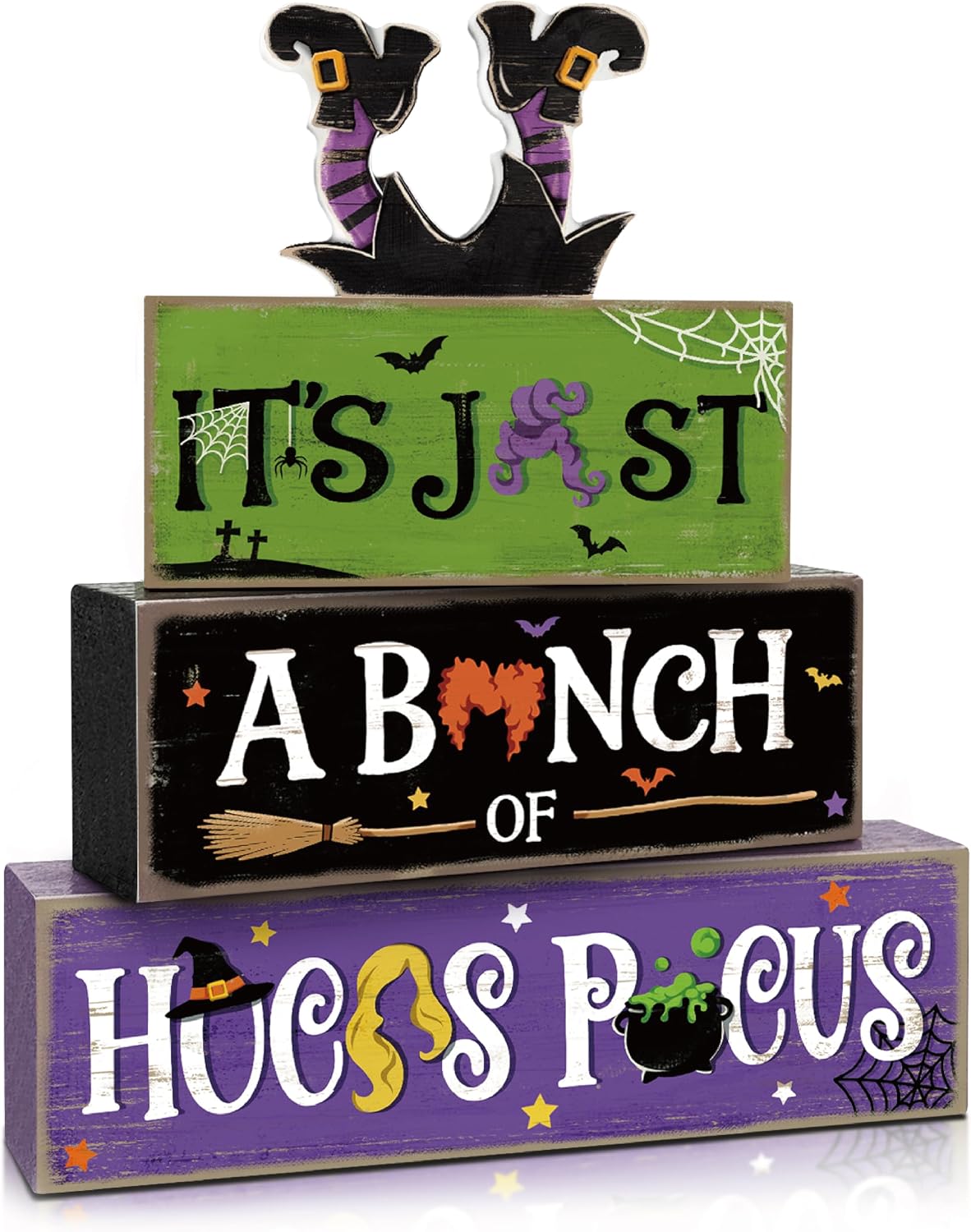Hocus Pocus Decor, Vintage Halloween Decorations Indoor Table Sign for Home