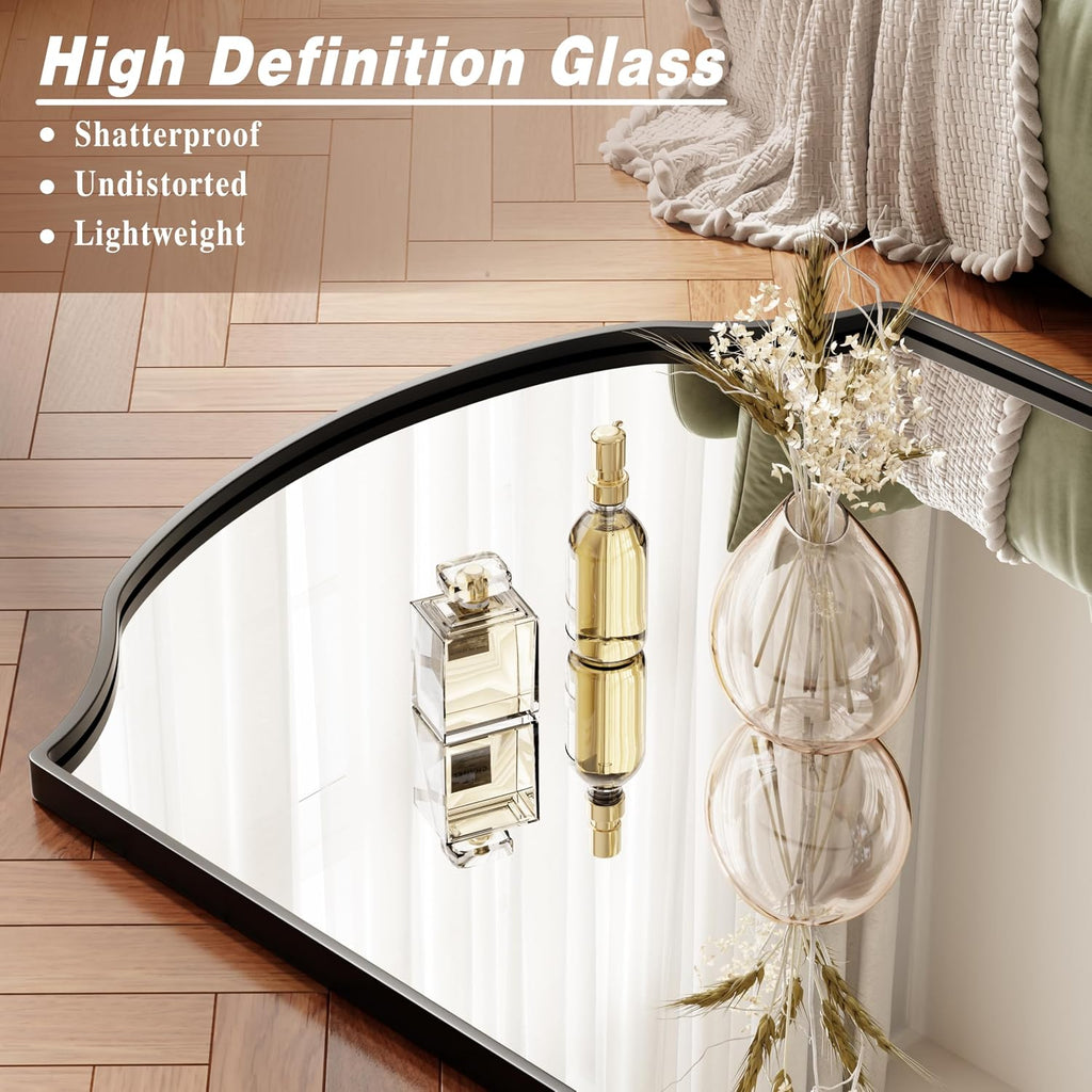 VooBang Wave Curved Top Arched Mirror Full Length, 71"x32" Large Mirror