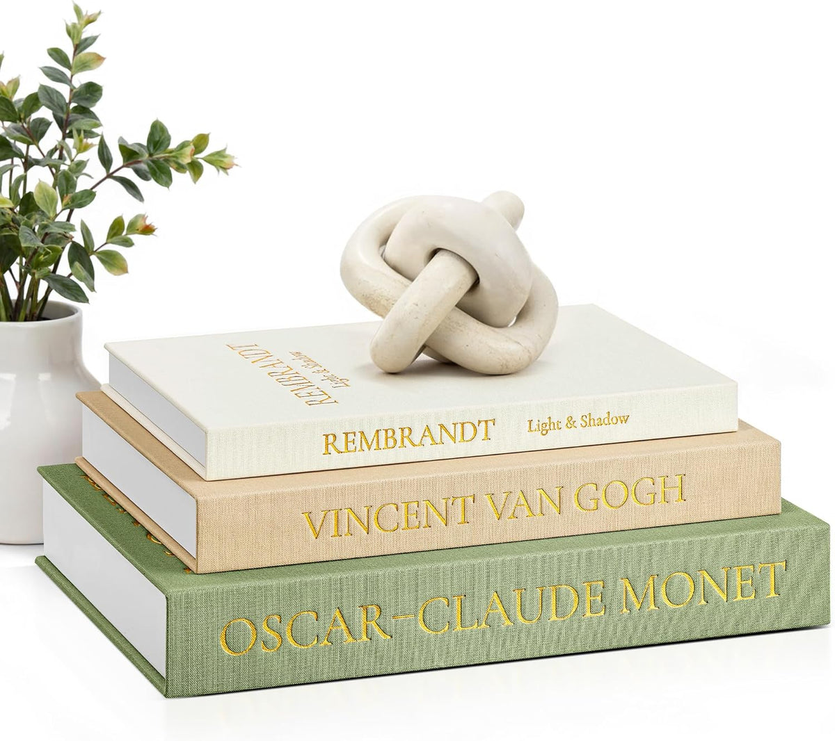 JARLINK Aesthetic Decorative Books, Set of 3 Linen Faux Book Boxes, Sage