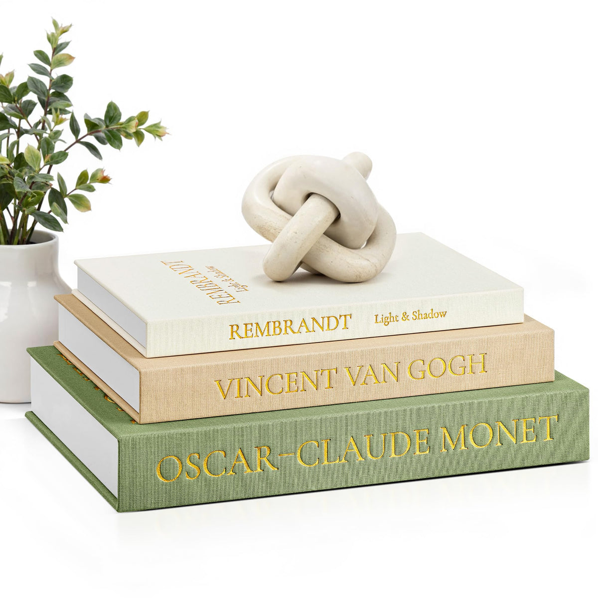 JARLINK Aesthetic Decorative Books, Set of 3 Linen Faux Book Boxes, Sage