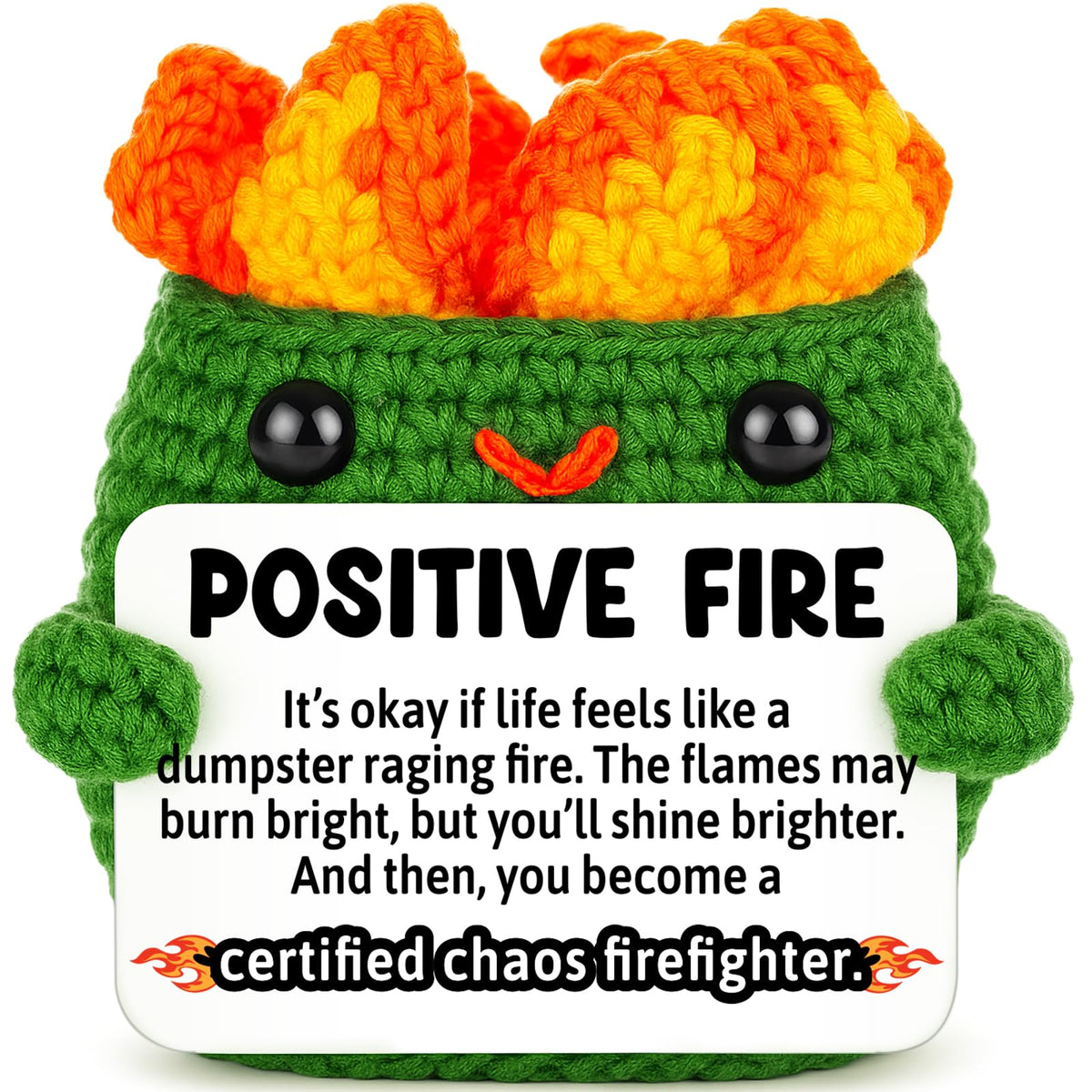 Positive Crochet Dumpster Raging Fire Thank You Birthday Retirement
