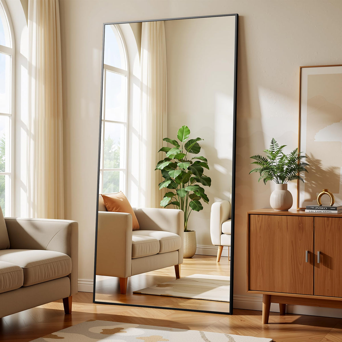 BEAUTYPEAK Full Length Mirror with Stand, 56"x21" Floor Mirror