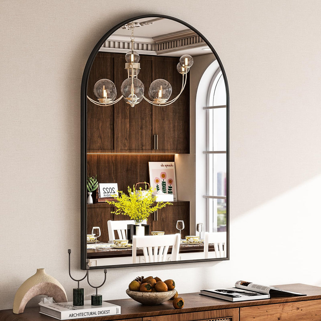 HARRITPURE 20"x30" Arched Bathroom Mirror Wall Mounted Black Arch Mirror