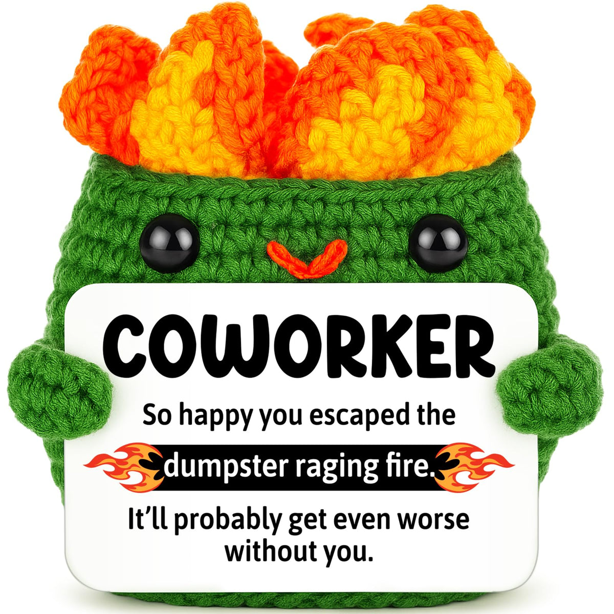 Positive Crochet Dumpster Raging Fire Thank You Birthday Retirement