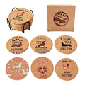 Cork Coasters Set of 8,Colorful Drink Coaster with Holder,4 Inch