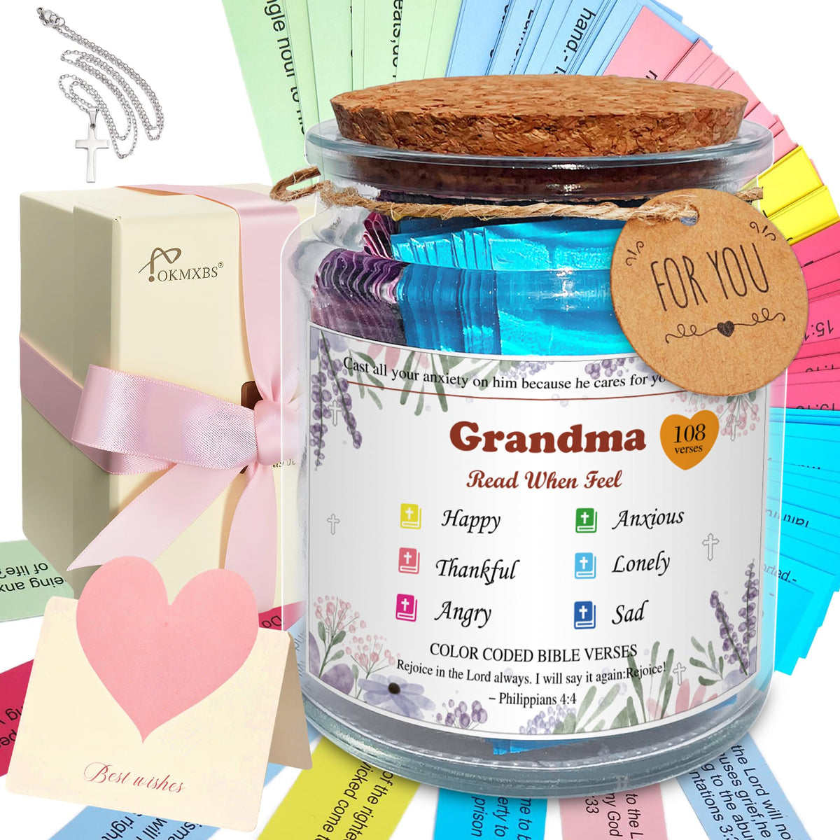 Bible Verse Jar,Read Me When Bible Verses Jar for Emotions and Feelings,Mothers Day Gifts,Christian Gift For Women and Men,Mothers Day Gift Bulk,Birthday Gifts for Women