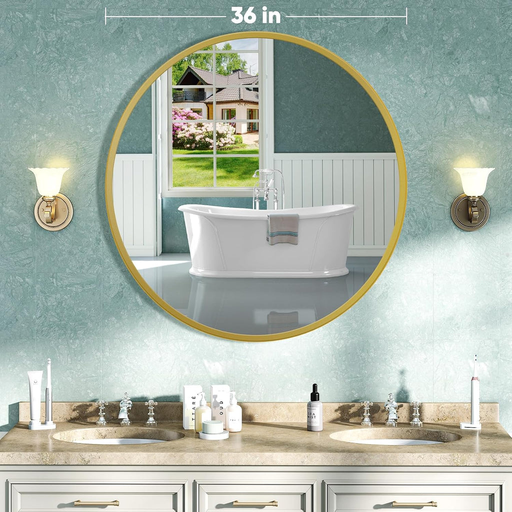 NEWBULIG 36 Inch Round Bathroom Mirror, Wall Mount Vanity Mirror