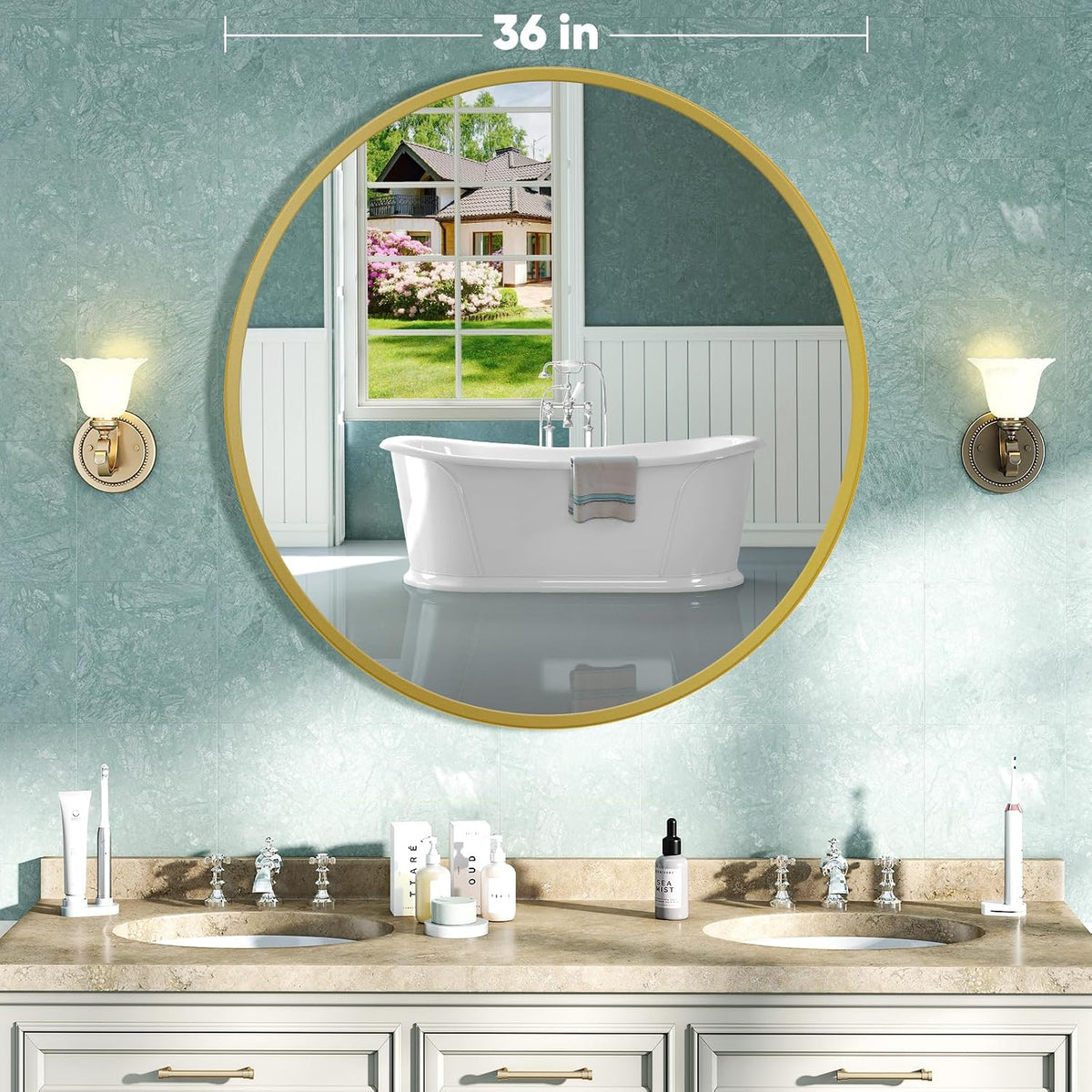 NEWBULIG 36 Inch Round Bathroom Mirror, Wall Mount Vanity Mirror