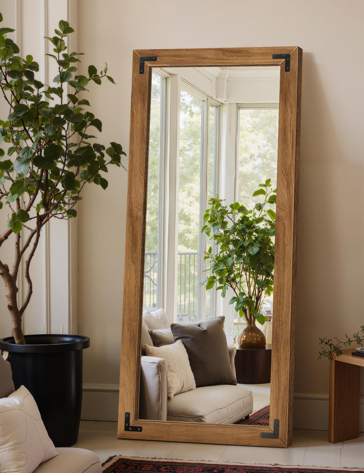 Wood Framed Full Length Mirror for Wall, 56"X22" Floor Standing Body Mirror
