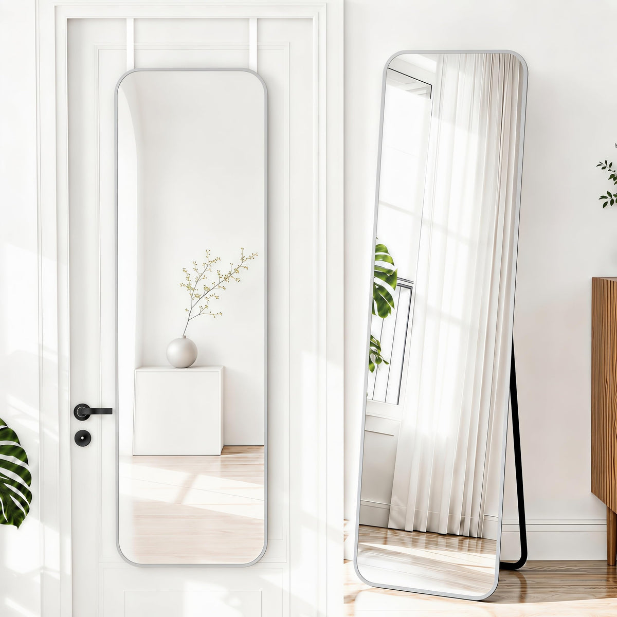 NARCISSUS 57x20 Full Length Mirror Over The Door or Freestanding/Wall Gold