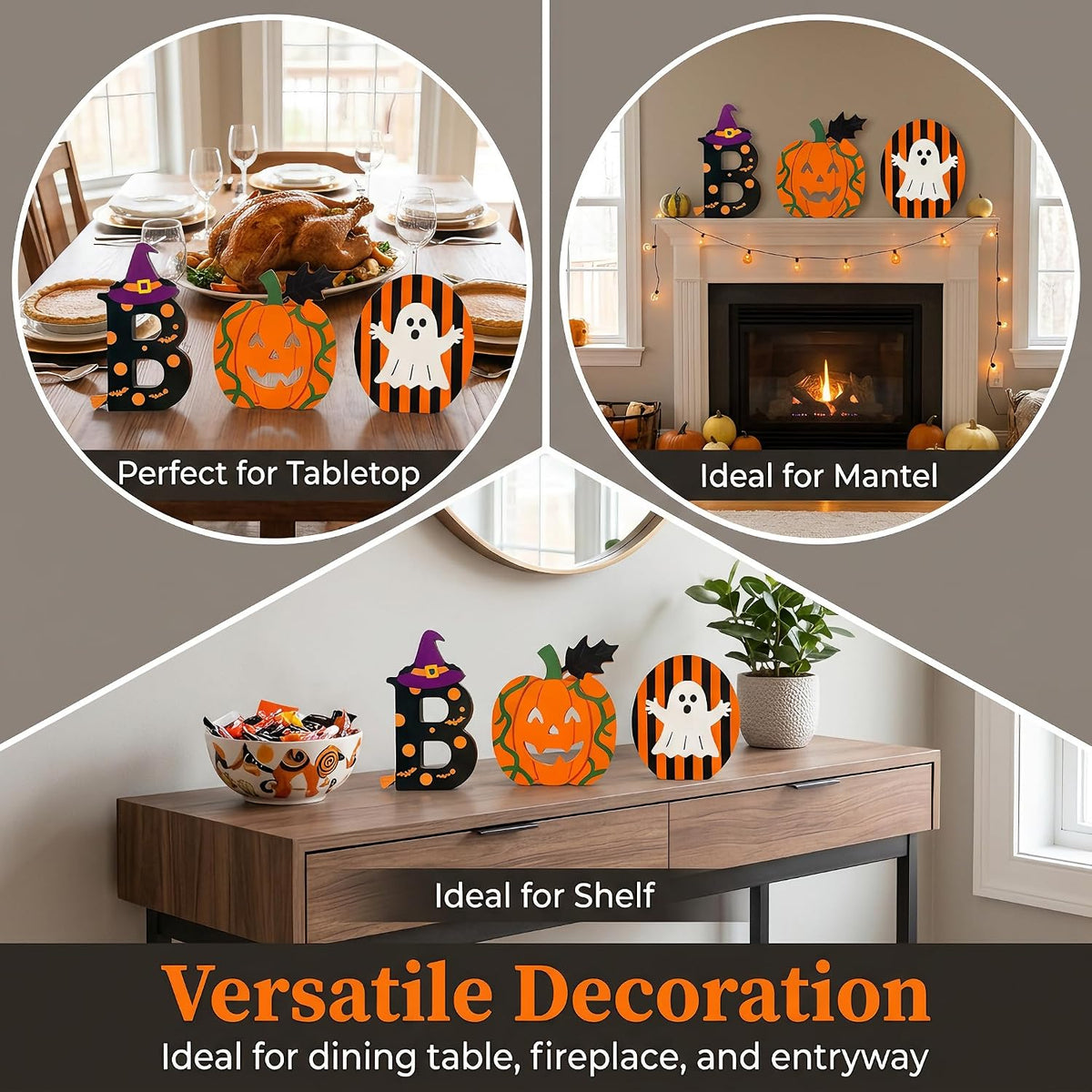 BOO Signs Halloween Tiered Tray Decor, Halloween Table Decorations Indoor