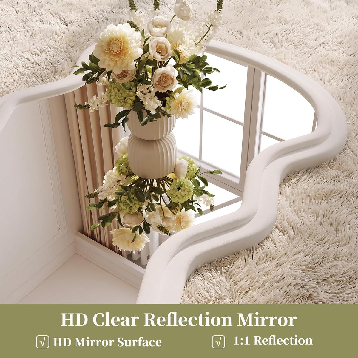 Koonmi 71“x32” Wavy Mirror Full Length, Flannel Full Body Mirror
