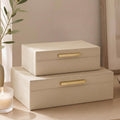 Decorative Storage Boxes with Lids - Set of 2 PU Leather Organizer Bins