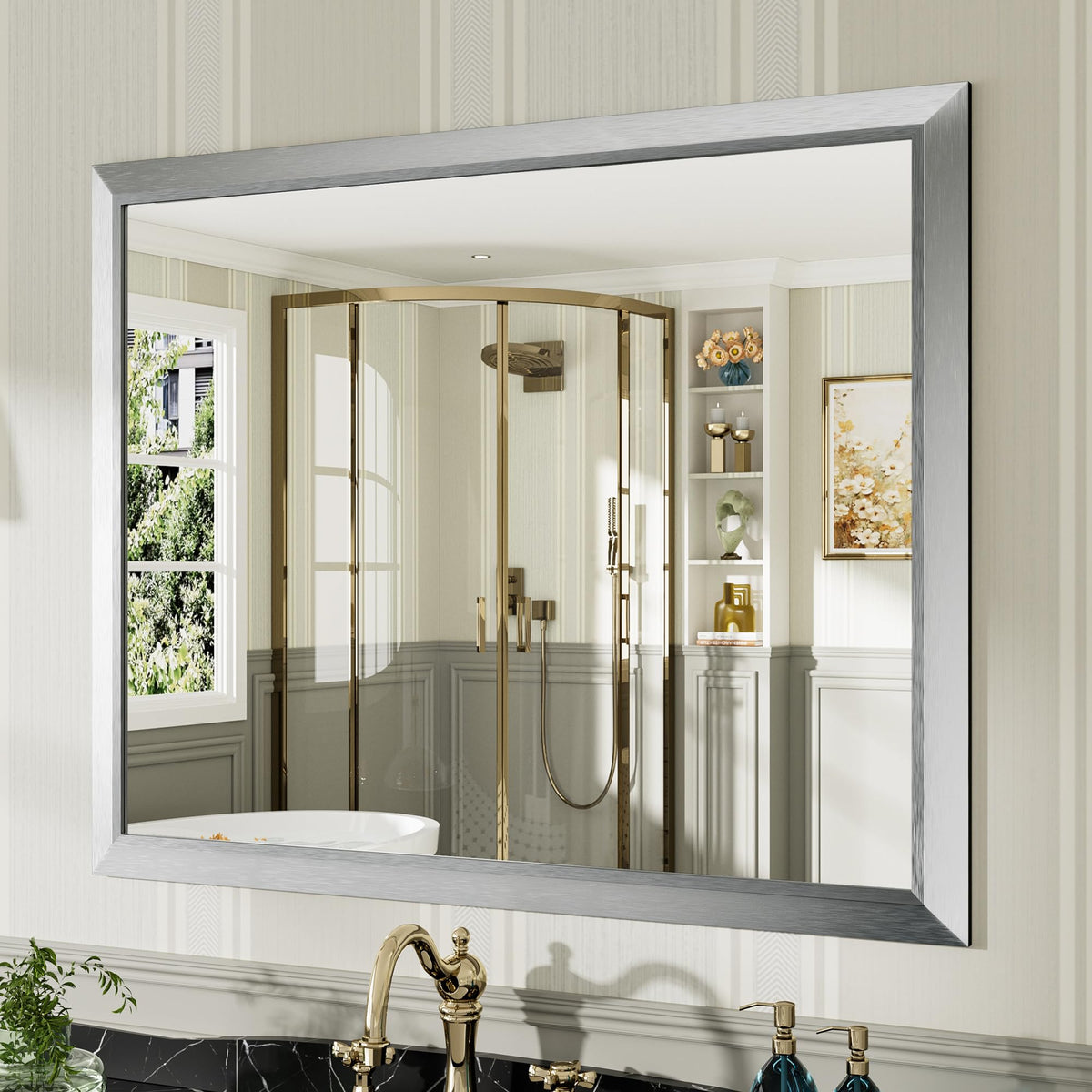 Briivue Black Metal Framed Bathroom Wall Mirror, 40x30 Inch