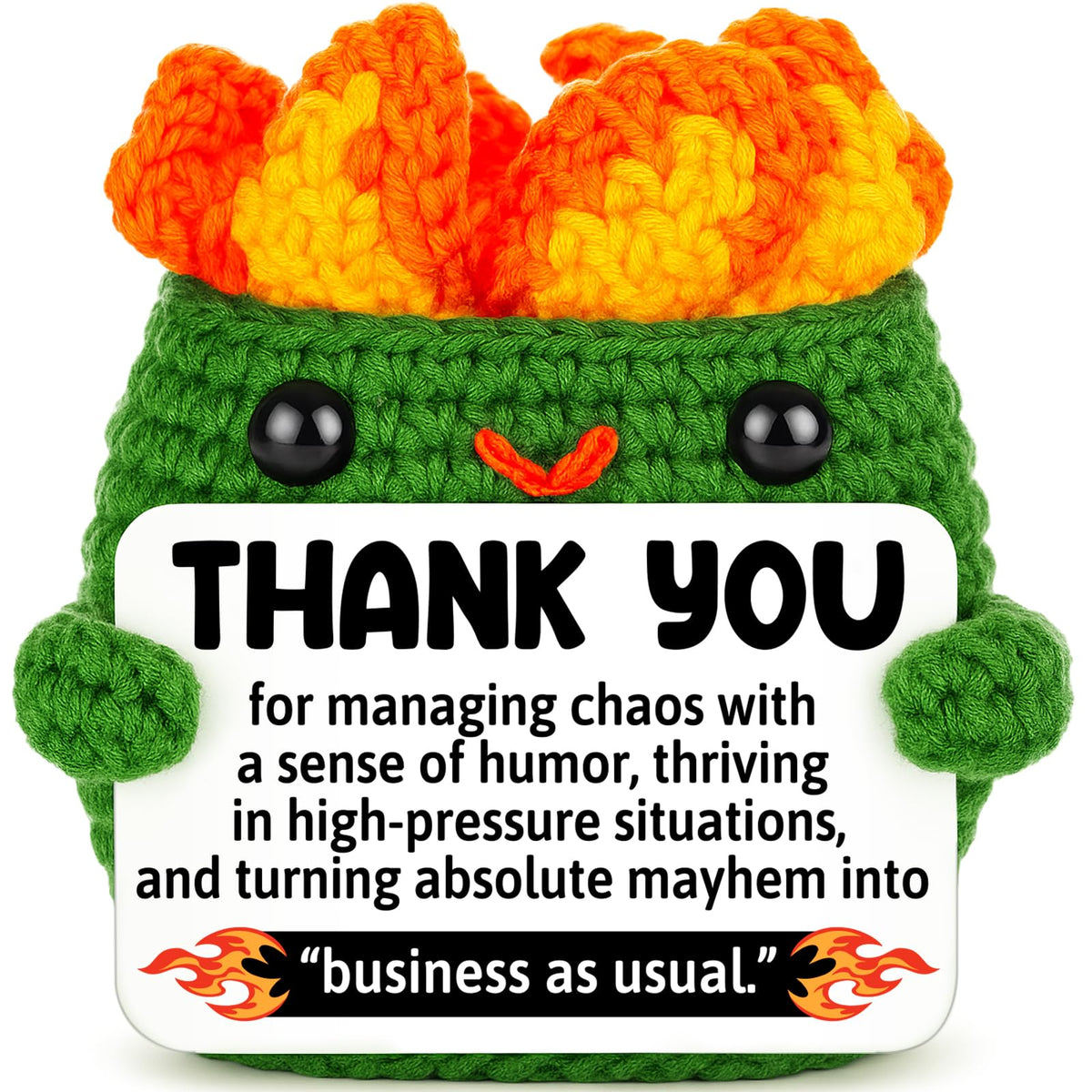 Positive Crochet Dumpster Raging Fire Thank You Birthday Retirement
