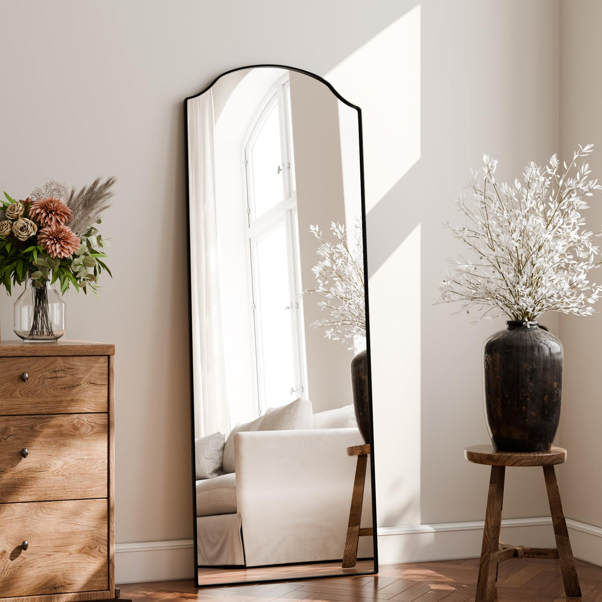 BEAUTYPEAK 65"x24" Full Length Mirror with Unique Arched Design