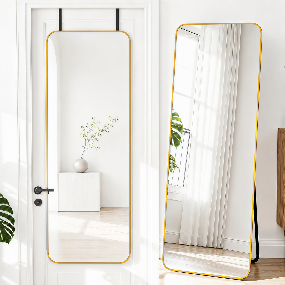 NARCISSUS 57x20 Full Length Mirror Over The Door or Freestanding/Wall Gold
