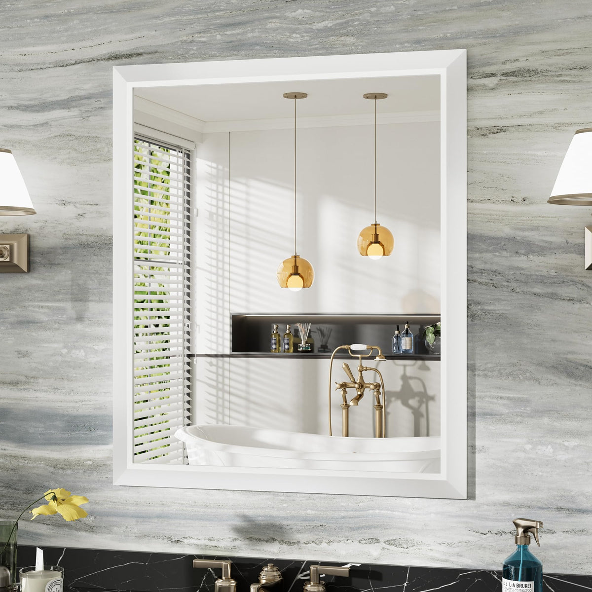 Briivue Black Metal Framed Bathroom Wall Mirror, 40x30 Inch