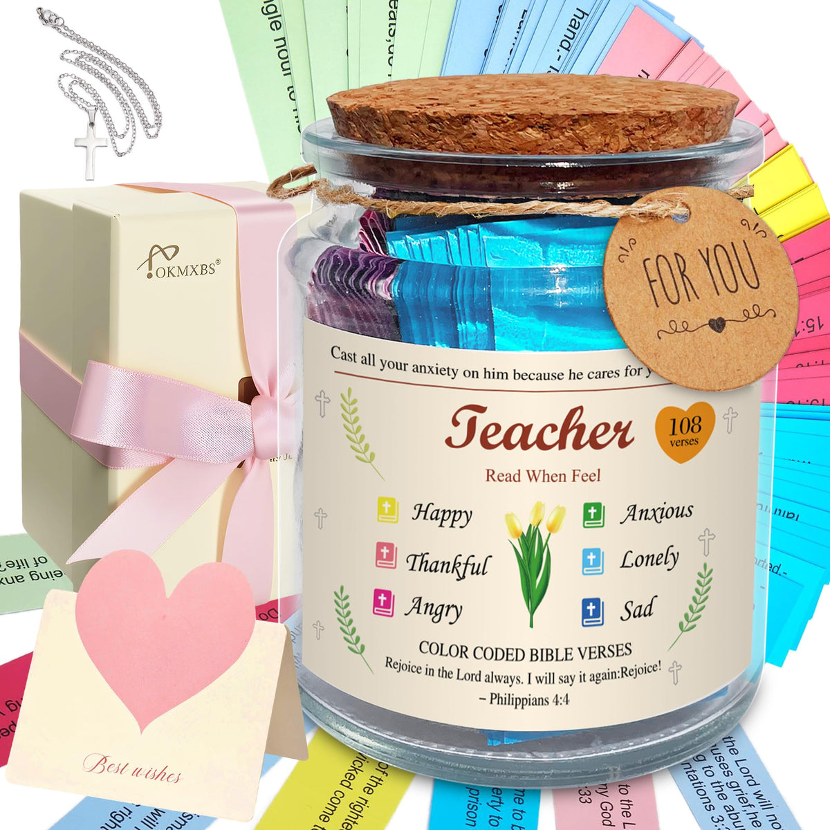 Bible Verse Jar,Read Me When Bible Verses Jar for Emotions and Feelings,Mothers Day Gifts,Christian Gift For Women and Men,Mothers Day Gift Bulk,Birthday Gifts for Women