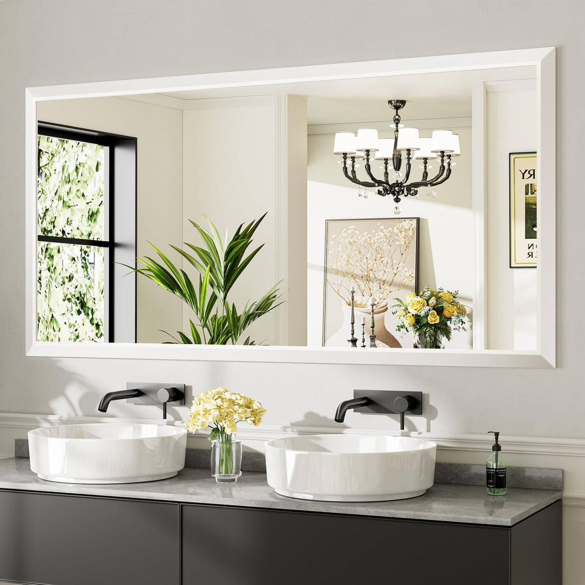 Briivue Black Metal Framed Bathroom Wall Mirror, 40x30 Inch