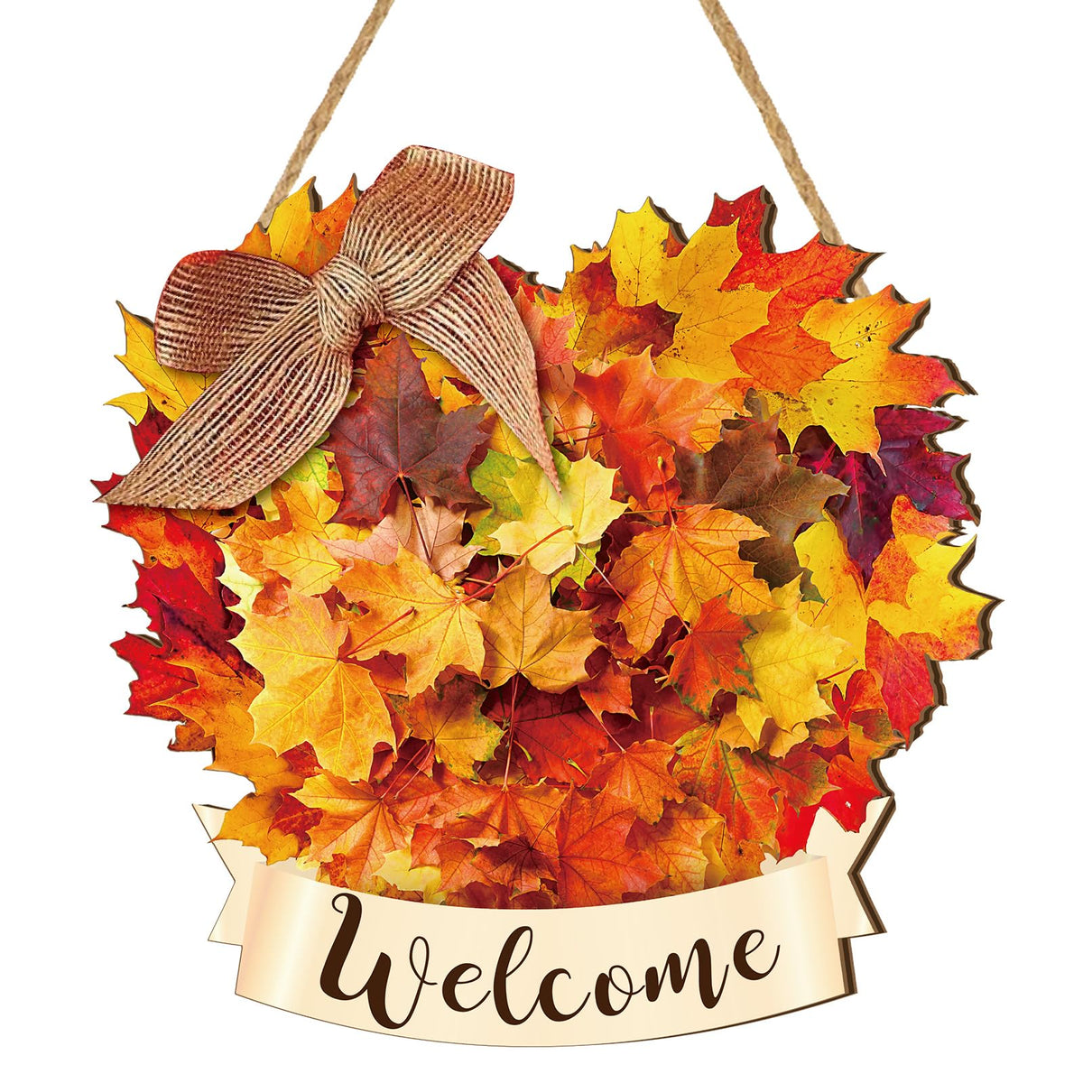 Boao Fall Door Decor Wooden Pumpkin Hanger Welcome Sign for Front Door