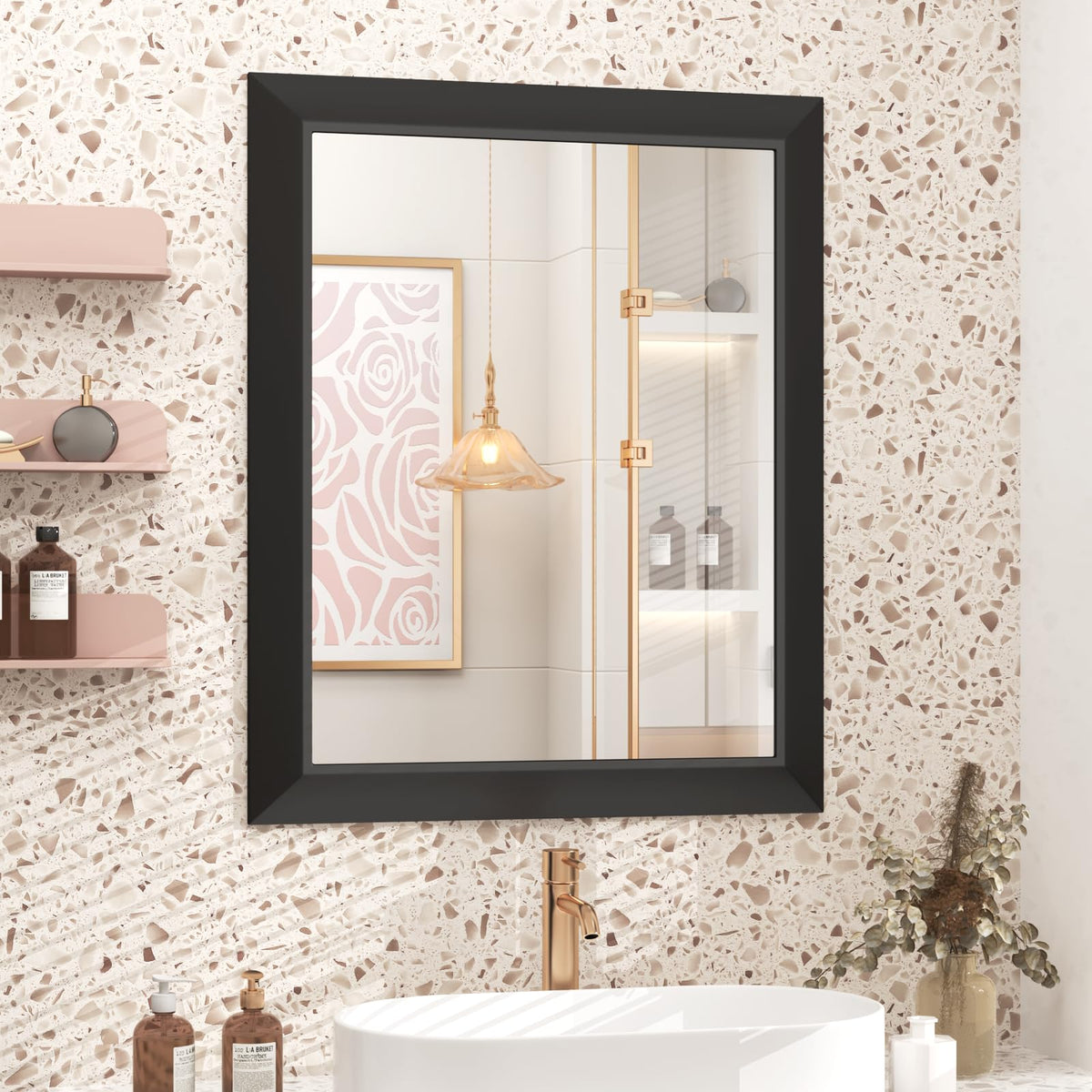 SMIROR 24x36 Matte Black Bathroom Vanity Mirror for Over Sink