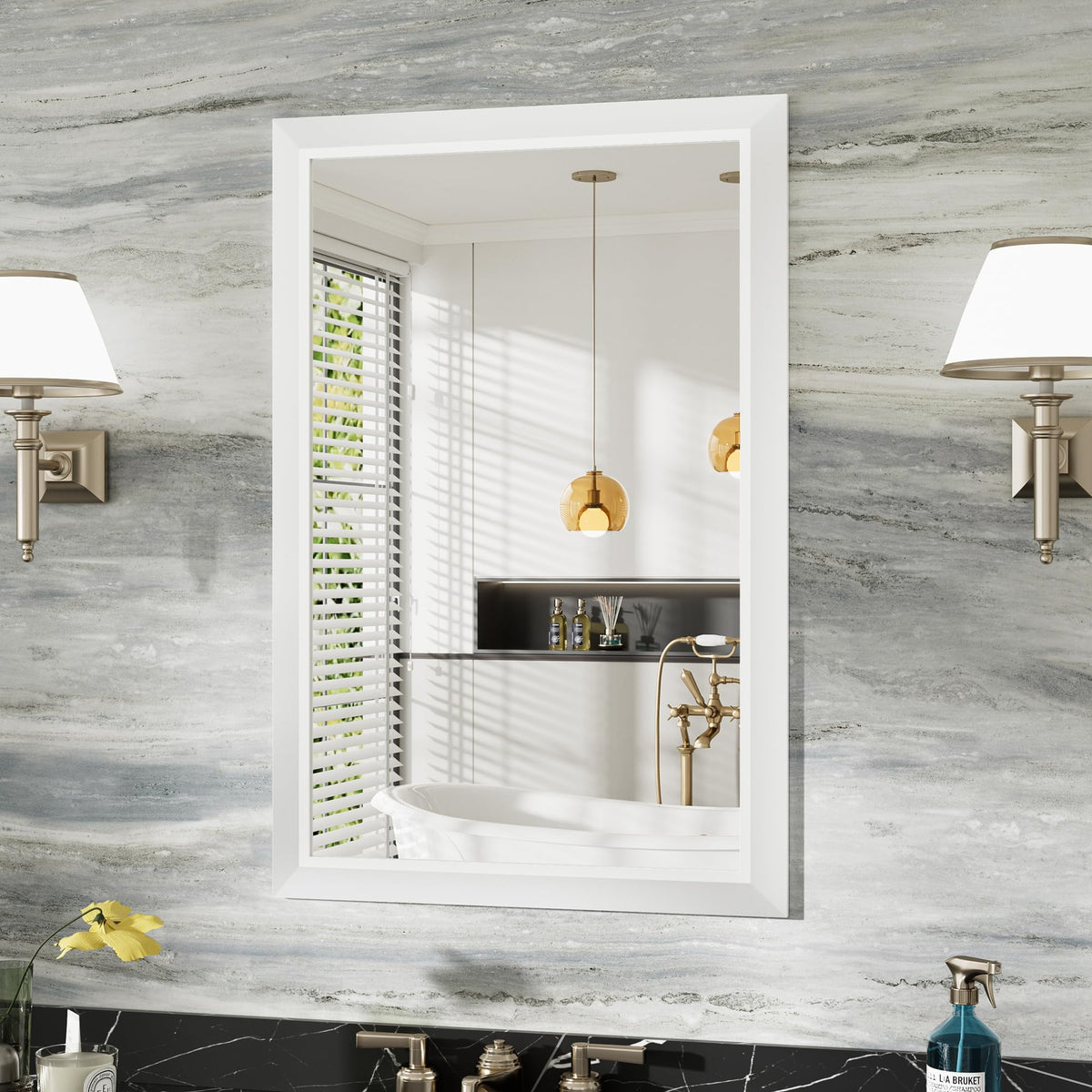 Briivue Black Metal Framed Bathroom Wall Mirror, 40x30 Inch