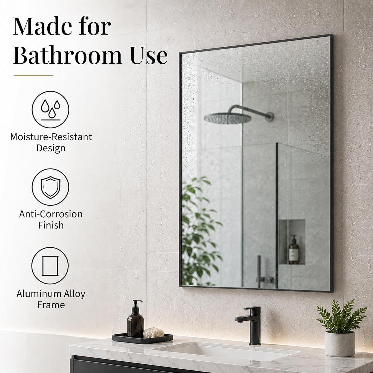 2-Pack 24"x36" Matte Black Framed Bathroom Vanity Wall Mirrors
