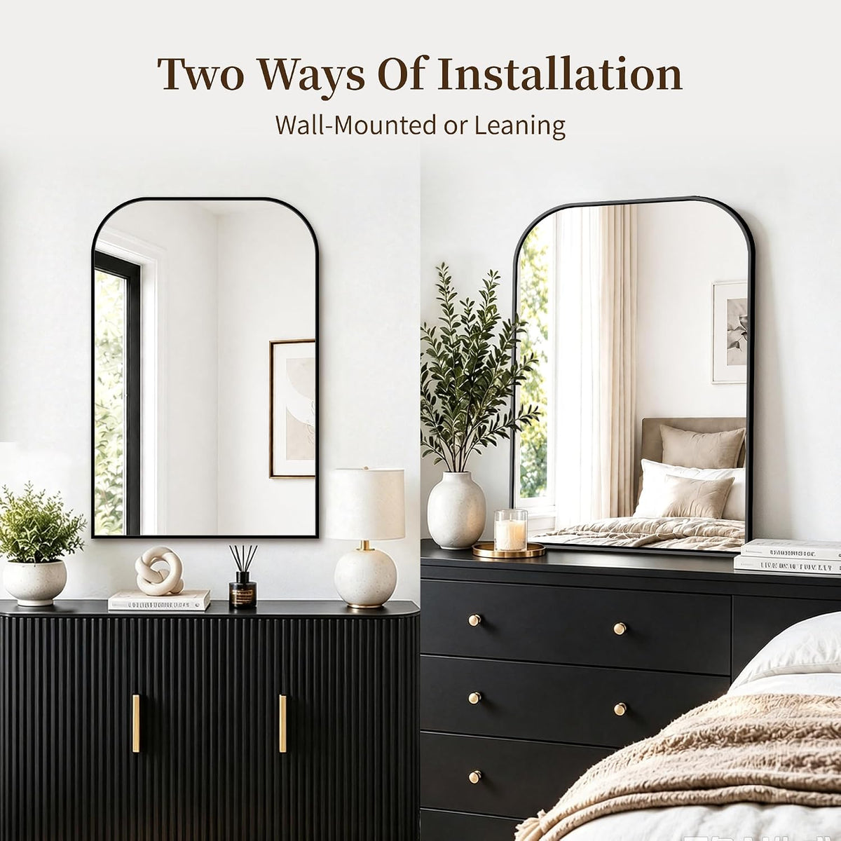 FICTOR 2 Pack 36" x 24" Bathroom Vanity Mirror for Over Sink, Black