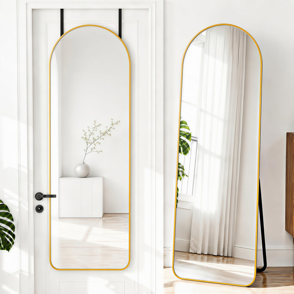 NARCISSUS 57x20 Full Length Mirror Over The Door or Freestanding/Wall Gold