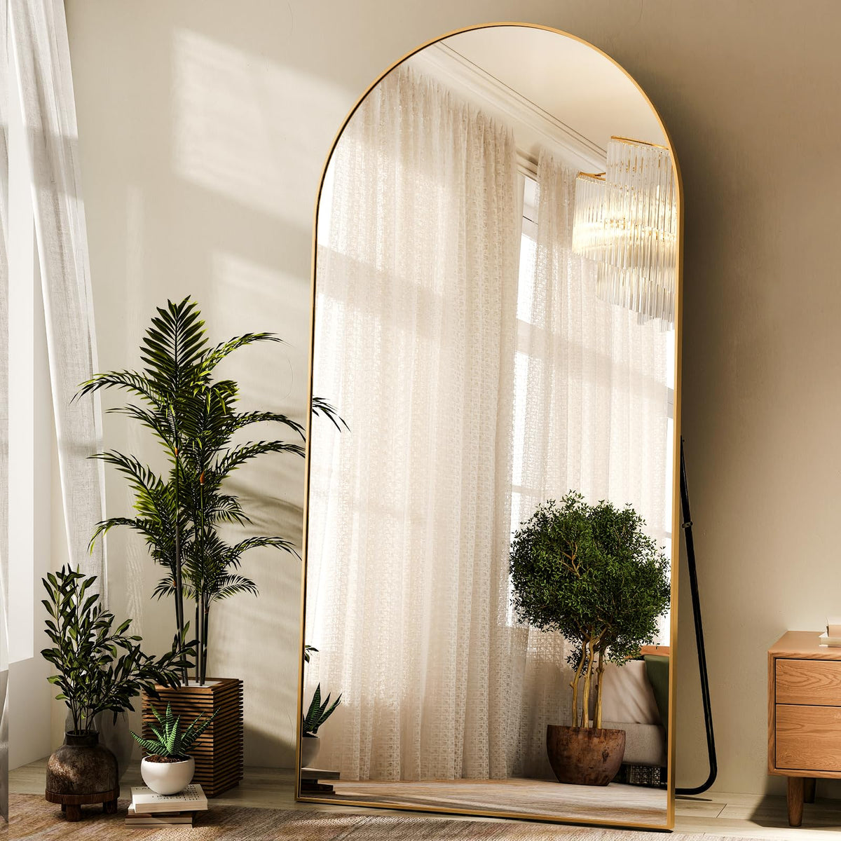 HARRITPURE 57"x20" Full Length Mirror Gold Rounded Corner Floor Mirror