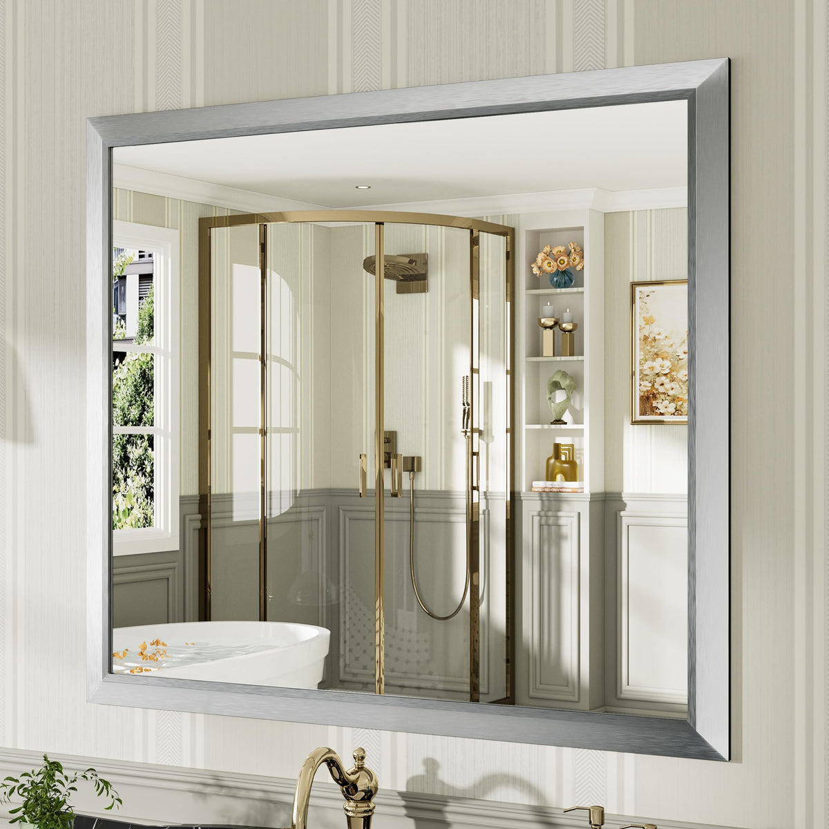 Briivue Black Metal Framed Bathroom Wall Mirror, 40x30 Inch