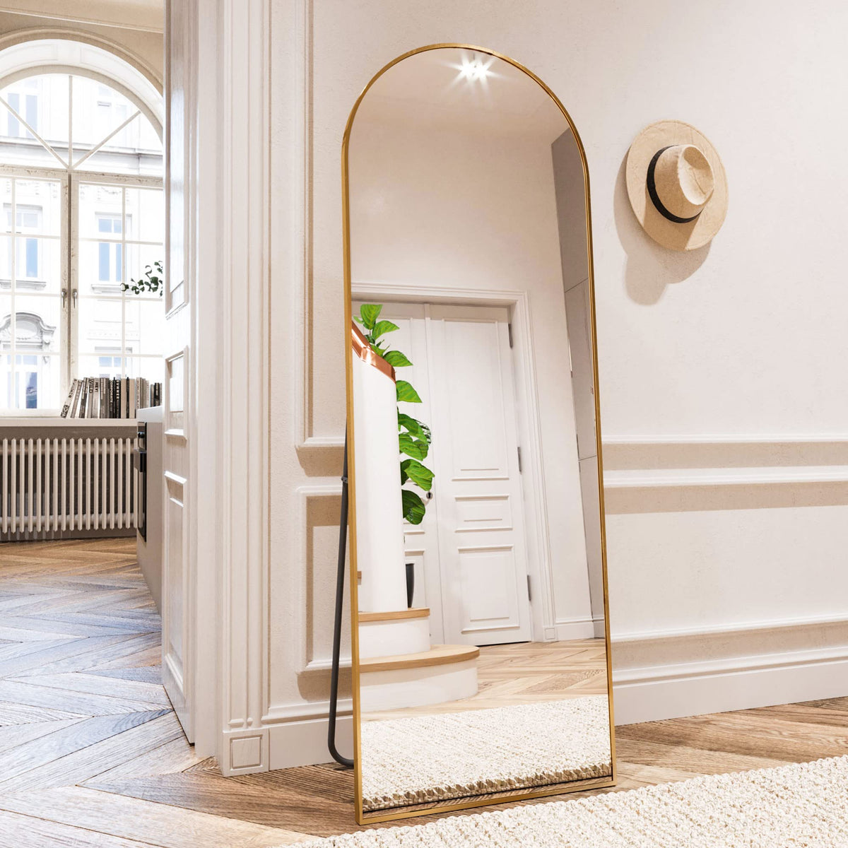 HARRITPURE 57"x20" Full Length Mirror Gold Rounded Corner Floor Mirror