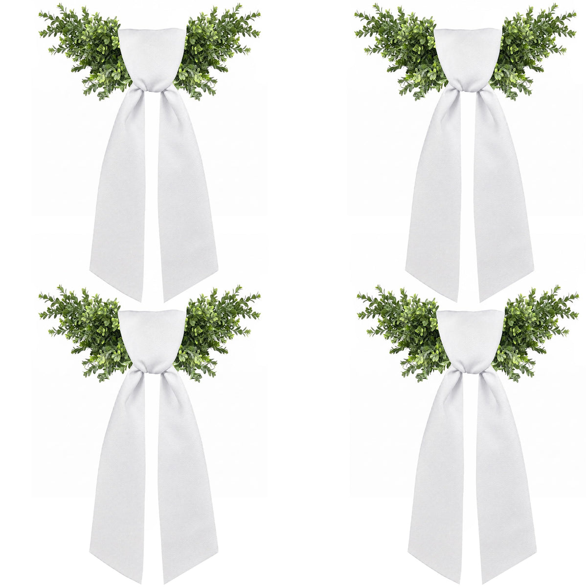 2 Pcs White Wreath Sash for Front Door, Embroidery Blank Wreath Sashes, Textured Twill Finish Sash Ribbon Accessories for Flower Bouquet Garland Yard Doorway Wedding Xmas, 4.9 x 57 Inches
