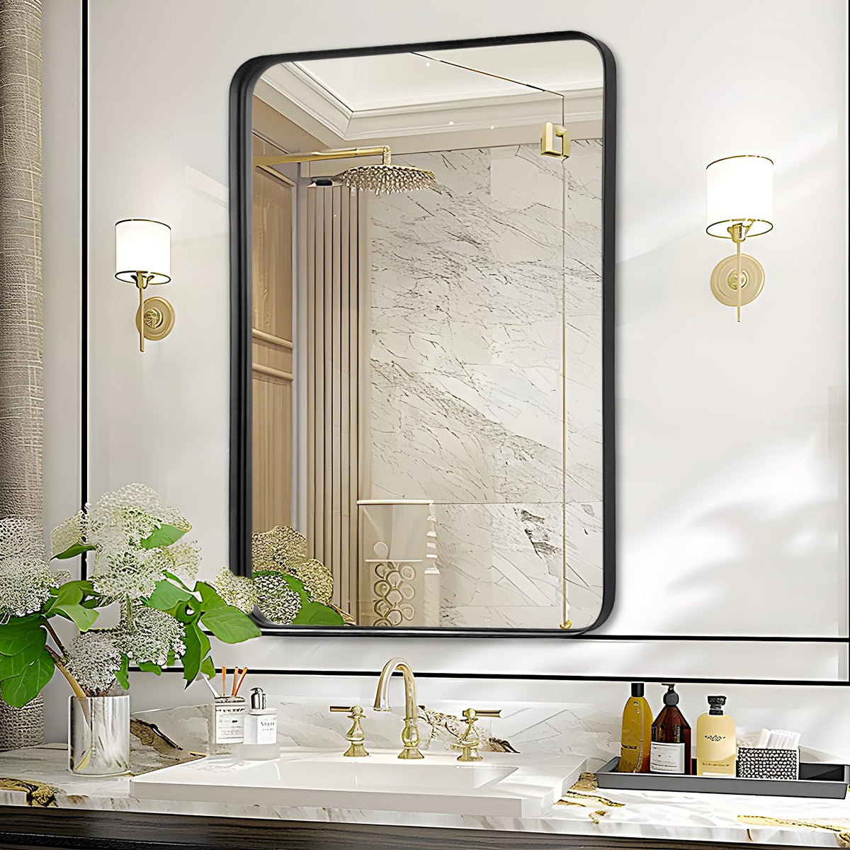 Black Bathroom Vanity Mirror Over Sink 2 Pack, 24x36 Large Wall Mirror