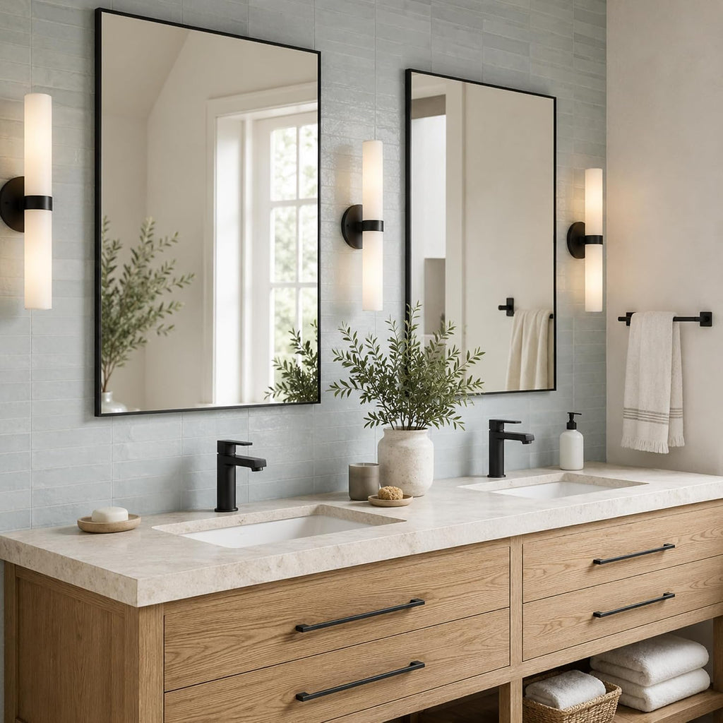 2-Pack 24"x36" Matte Black Framed Bathroom Vanity Wall Mirrors