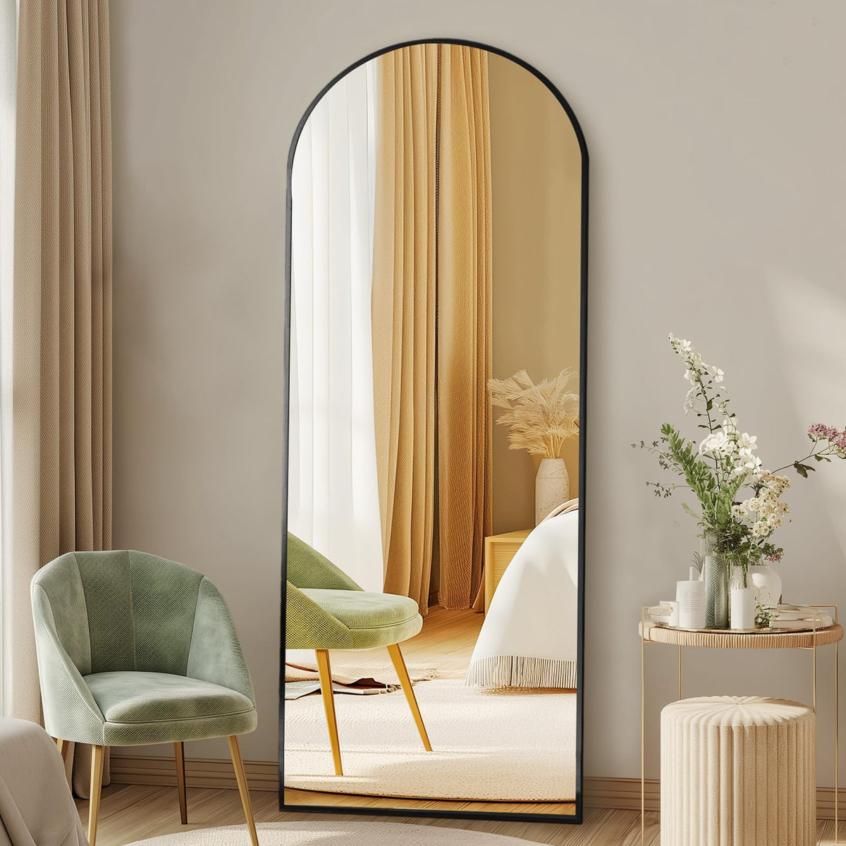 DUMOS 65"x24" Arched Full Length Mirror with Stand, Full Body Floor Mirror