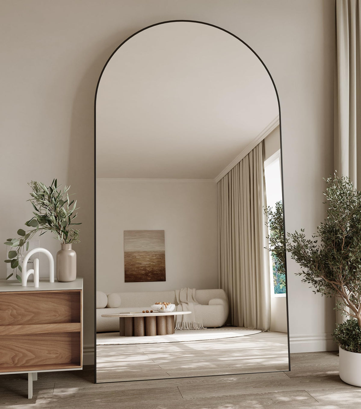 Koonmi 71x30 Arched Full Length Mirror, Floor Mirror with Stand